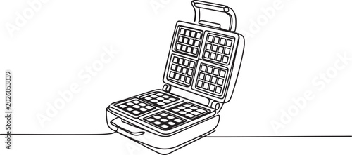 Fotografie One continuous line drawing open waffle maker