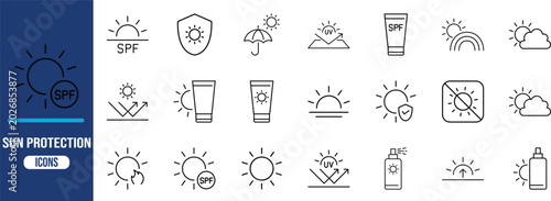 Photos Sun protection spf uv vector icons