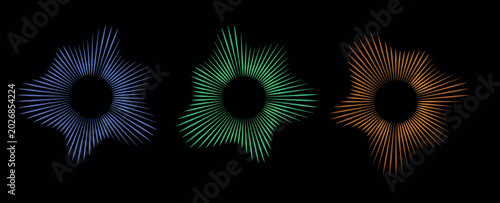 Photos Abstract circular sound wave visualizer set, modern vector equalizer elements, r