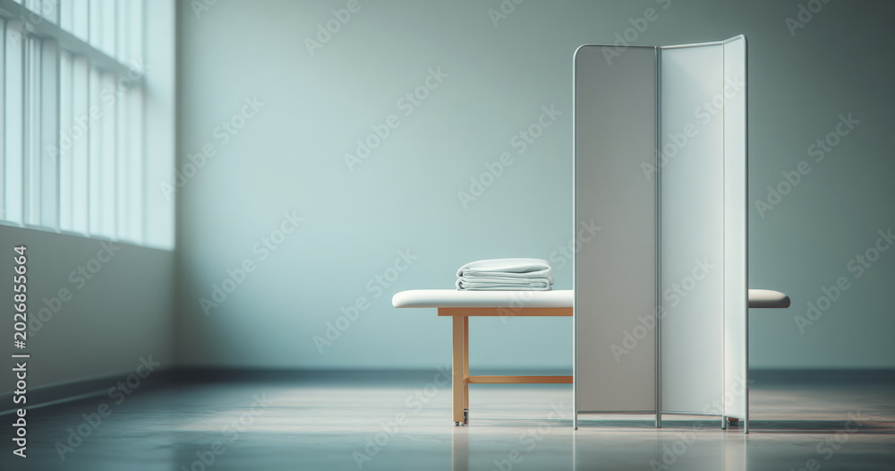 Fototapeta premium Minimalist medical examination room interior