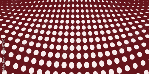 Quadro su tela Close-up of red vine colored silk fabric with white polka dots, softly draped to create an abstract background