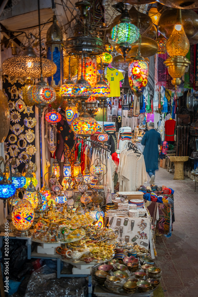 Fototapeta premium Colorful Alley in the Historic Medina of Marrakech.