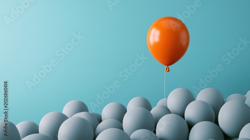 Orange Balloon Soaring Above the Rest: A Visual Metaphor for Standing Out and Achieving Success