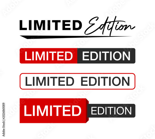 Limited Edition Label Marketing Banner Set, Exclusive Promotion Business Headers, Isolated Vector Sale Tag Elements