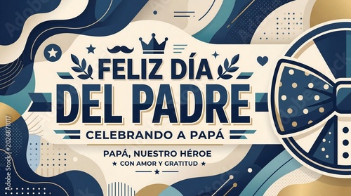 Feliz Día del Padre horizontal banner illustration design