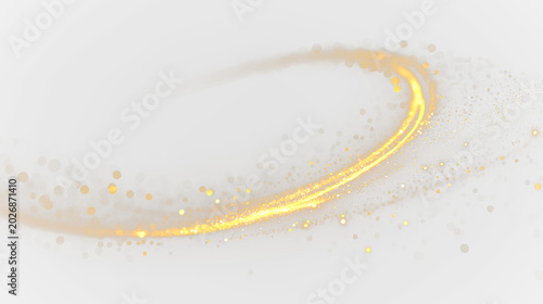 Fotografía Swirling particles create a golden trail isolated on transparent background, in