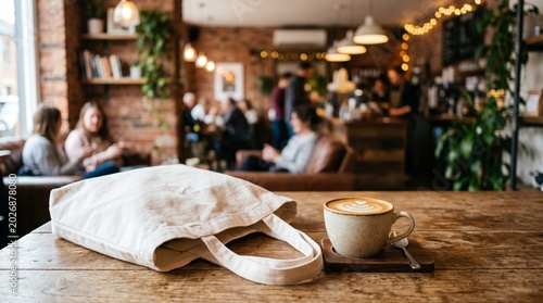 Coffee Cup and Tote Bag Interior.