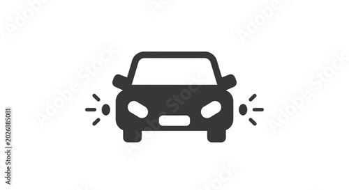 Minimalist Car Illustration with Headlights Symbolizing Modern Transportation and Design