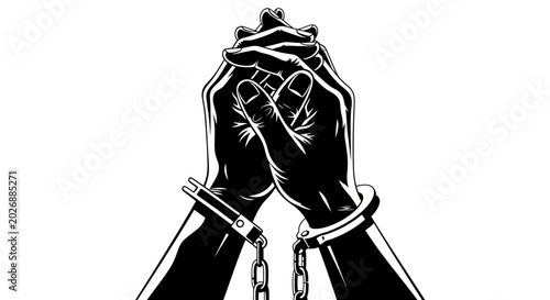 Foto Hands in Handcuffs Praying for Freedom