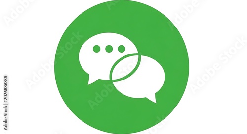 Icon of two overlapping speech bubbles in green circle