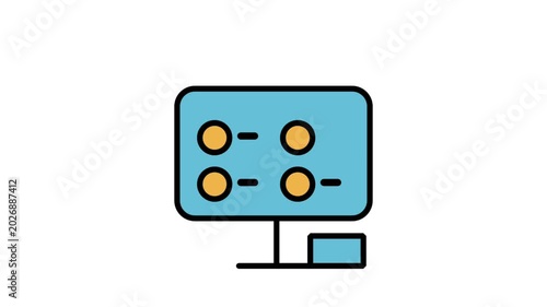 Animated presentation screen icon showing complex flowchart diagram representing business strategy or workflow planning.