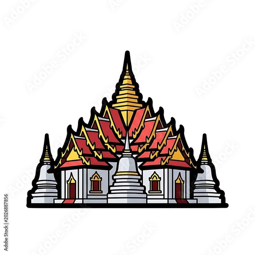 Ornate East Asian architectural complex with tiered roofs