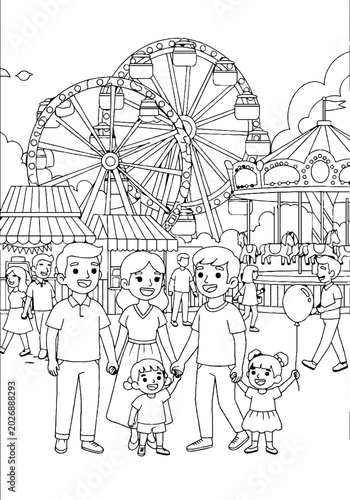 Family enjoying a fun day at the amusement park