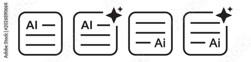 Ai prompt text generate set icon, vector illustration