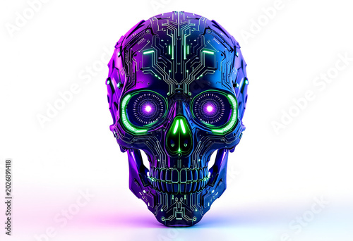 Cybernetic Skull with Glowing Eyes.