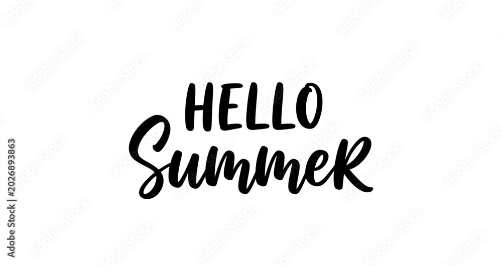 Obraz premium Hello summer text displayed on clean white background