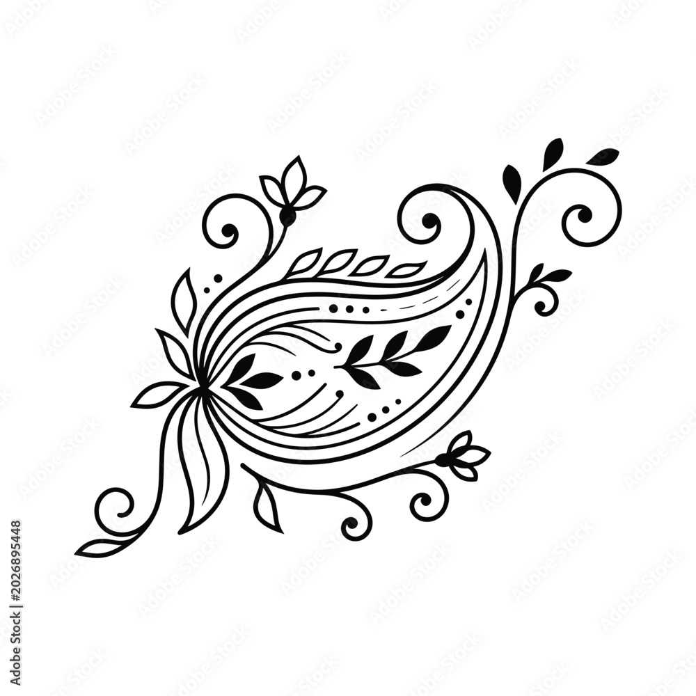 Fototapeta premium Paisley pattern for mehndi henna tattoo abstract design vector