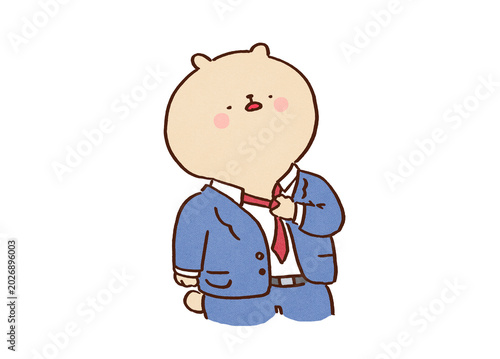 Εκτύπωση καμβά Bear in a suit loosening his tie after work, overwork concept