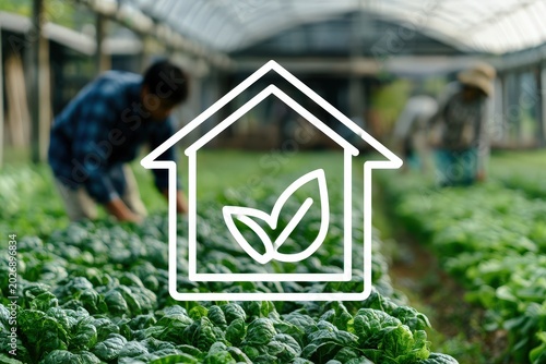 A greenhouse filled with rows of fresh vegetables, showcasing sustainable farming practices in an Asian agricultural setting
