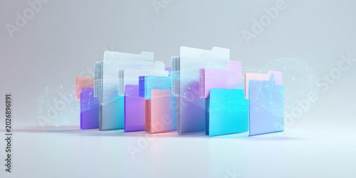 Abstract data files illustration with gradient colors and network concept