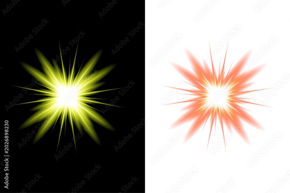 Fototapeta premium Light effect glowing starburst. On transparent background.