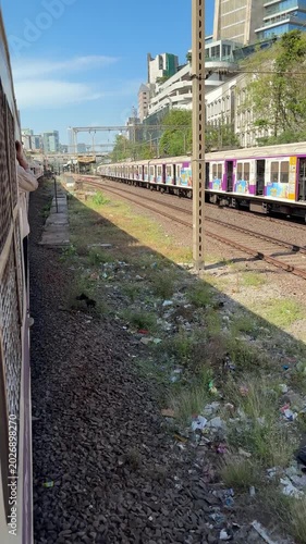 Mumbai Local Trains Passing Side by Side | Railway POV 4K