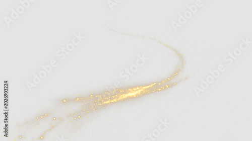 Golden sparkles create a flowing trail isolated on transparent background, in an artistic display during a festive evening, light overlay, PNG