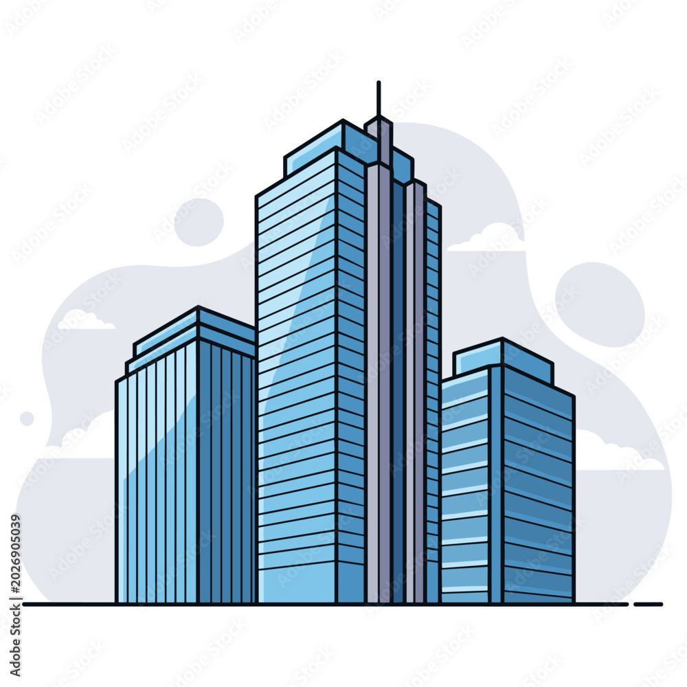 Obraz premium Modern skyscraper complex rising in urban skyline setting. non editable strokes