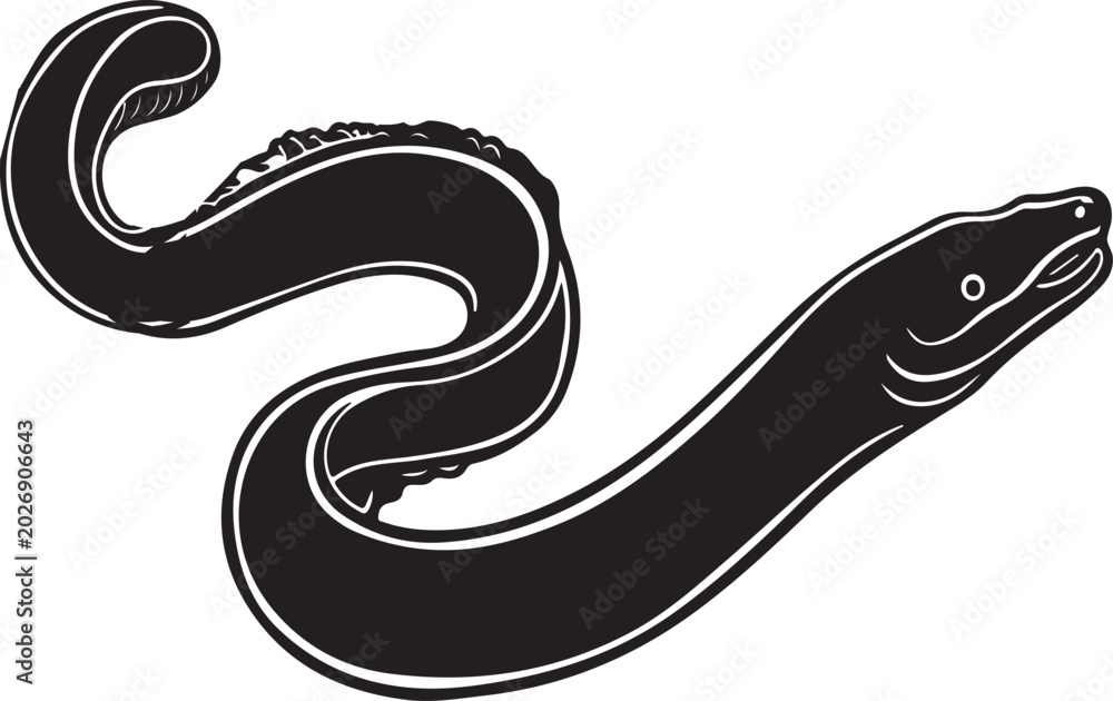 Obraz premium Simple Eel vector illustration, Eel silhouette art