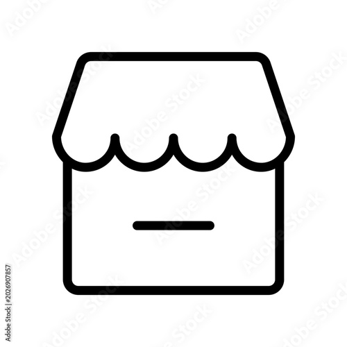 Storefront graphic icon with a minus sign, indicating a shop removal or subtraction