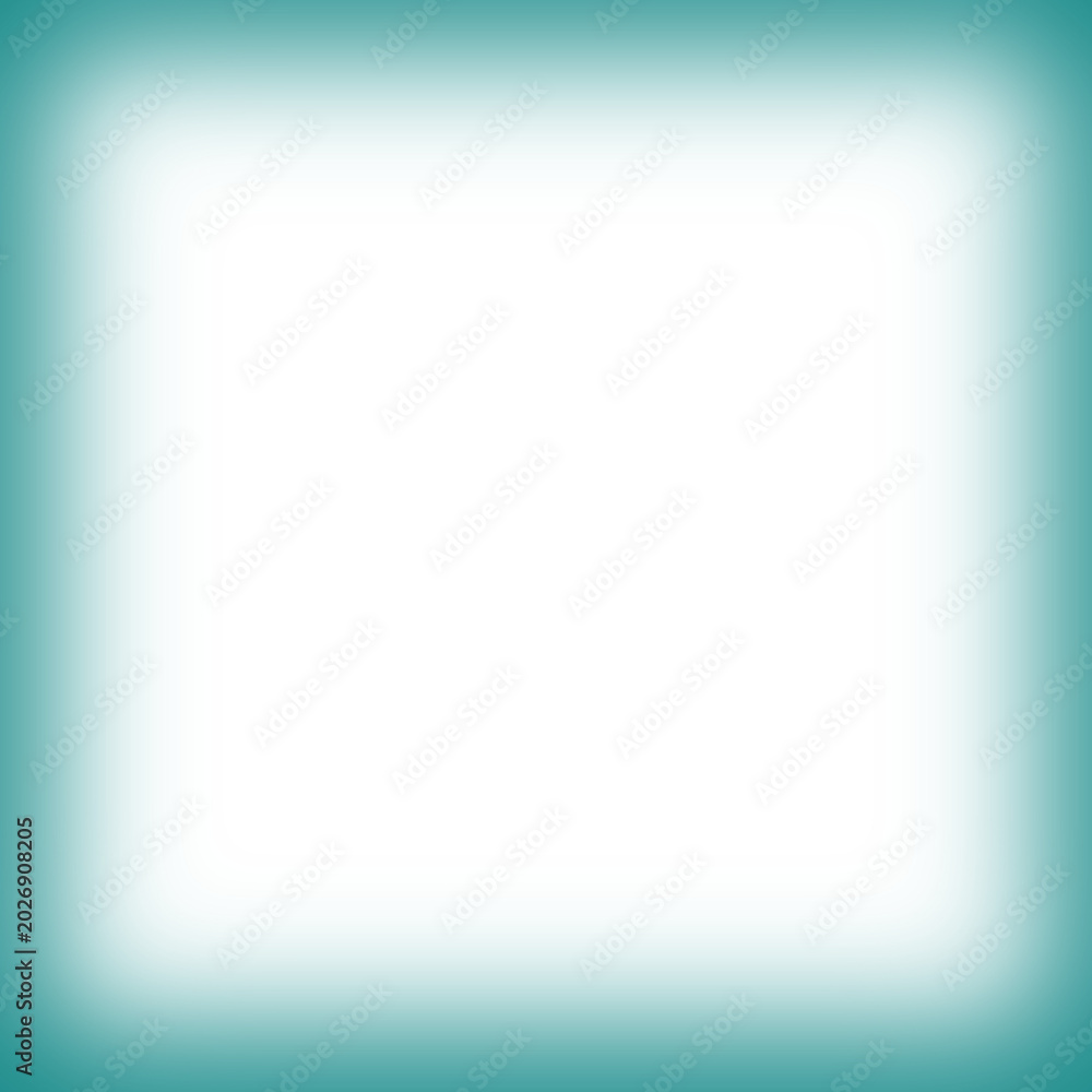 Obraz premium Green blue frame blur gradient vignette square shape isolated soft simple plain empty fade aquamarine turquoise teal color border png