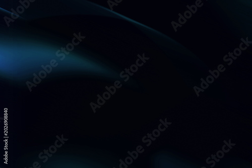 Deep dark background with subtle elegant cyan light streaks and curves.