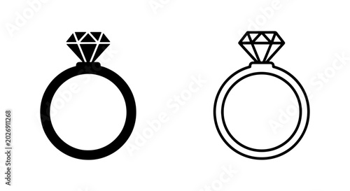 Foto Diamond Ring Icons, Engagement Jewelry Vector Graphics, Luxury Gemstone Symbol S