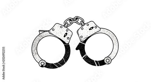 Tableau sur toile Handcuffs Illustration, Arrest Symbol, Justice and Law Enforcement Concept