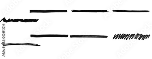 Secret Document Censor Brush Set, Black Redaction Marker Smears Collection, Hand Drawn Blackout PNG Graphics.