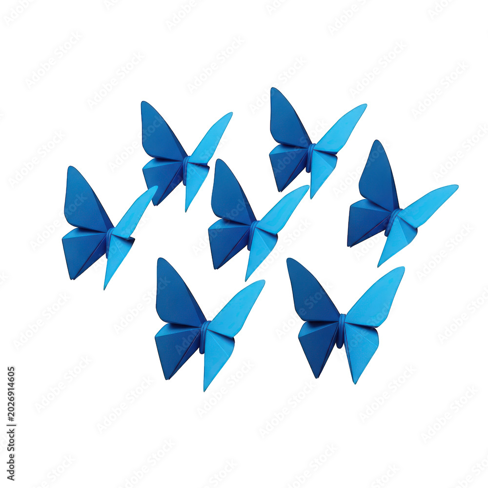 Obraz premium Blue butterflies flying in a cluster isolated on transparent background