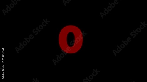 Dynamic red glowing countdown timer animation from 3 to 0 with cinematic neon style for intros, trailers, broadcasts, promos, and video editing projects, alpha channel