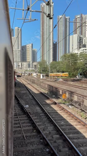 Mumbai Local Train with Mumbai Skyline View | Urban Railway POV 4K Stock Footage