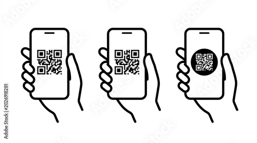 Hand holding smartphone with QR code for digital payment