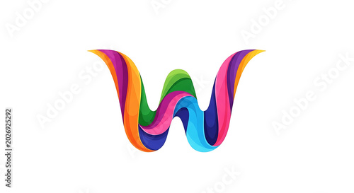 Vibrant multicolored wavy ribbon with rainbow gradient and purple center