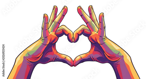 Vibrant of abstract hands in dynamic gesture, colorful and fluid fingers