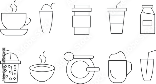 Canvastavla Line art illustrations of various hot and cold drink containers
