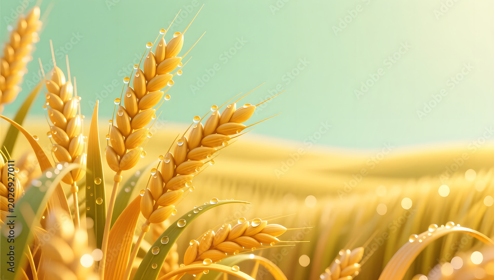 Fototapeta premium Full Wheat Ears for Xiaoman Solar Term Illustration