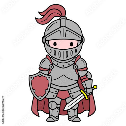Knight in Armor Cartoon Vector Illustration
