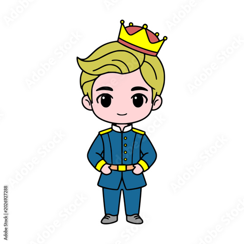 Cute Blonde Prince Cartoon Vector Illustration