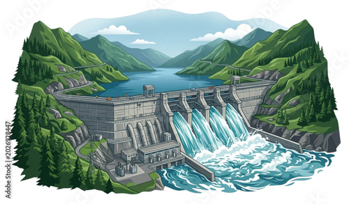 Foto Hydroelectric dam in a mountainous landscape