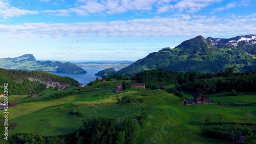 mountain landscape with lake lucerne in switzerland