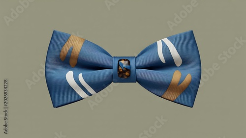 Stylish blue bow tie with unique abstract pattern perfect for formal occasions and fashion design projects.