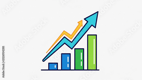 Colorful Business Growth Arrow Chart Showing Increasing Data Trends