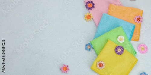 Bilde på lerret Bright colorful microfiber towels for domestic chores